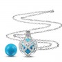 Collier bola de grossesse iris avec cristaux boule bleue