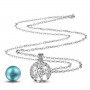 Collier bola de grossesse fleurs avec boule bleue