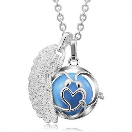 Collier bola de grossesse aile d’ange et cage motif cœur