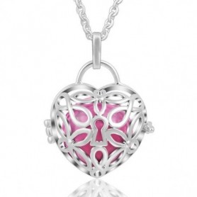 Collier bola de grossesse serrure coeur et boule rose