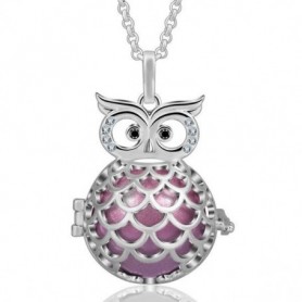 Collier bola de grossesse hibou et boule rose