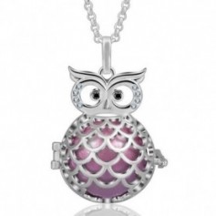 Collier bola de grossesse hibou et boule rose