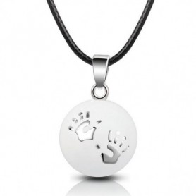 Collier bola de grossesse boule blanche empreintes petites mains