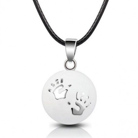 Collier bola de grossesse boule blanche empreintes petites mains