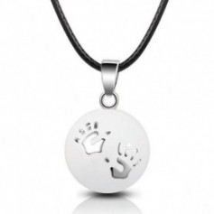 Collier bola de grossesse boule blanche empreintes petites mains