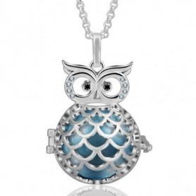 Collier bola de grossesse hibou et boule bleue