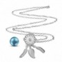 Collier bola de grossesse attrape-rêves fleur plumes et boule bleue