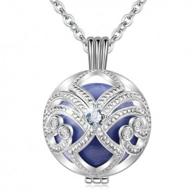 Collier bola de grossesse fleur iris avec cristaux boule bleue