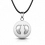 Collier bola de grossesse boule blanche empreintes petits pieds