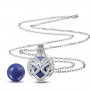 Collier bola de grossesse fleur iris avec cristaux boule bleue