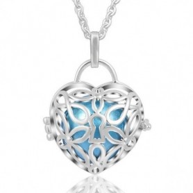 Collier bola de grossesse serrure coeur et boule bleue