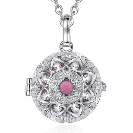 Bola de grossesse fleur soleil carillon mauve pailleté - Collier femme  enceinte