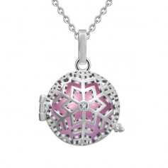 Collier bola de grossesse flocon de neige avec cristal boule rose