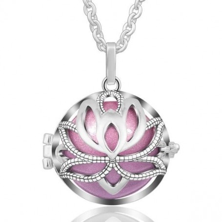 Collier bola de grossesse fleur de lotus avec boule violette