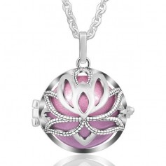Collier bola de grossesse fleur de lotus avec boule violette