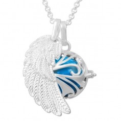 Collier bola de grossesse aile d’ange avec boule bleu turquoise