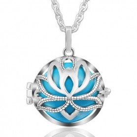 Collier bola de grossesse lotus avec boule bleue